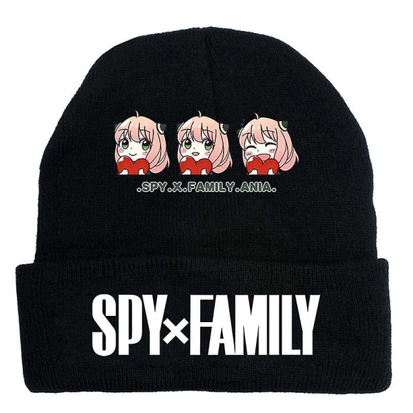 Fashion Trend Classic Winter Warm Knit Hat Beanie Cap For Children Adult Adolescents Cap New Japanese Anime Spy X Family Pattern black-C