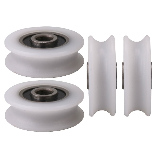 4pcs White Inner Dia 4mm Ugroove Nylon Pulley Wheel For Sliding Door