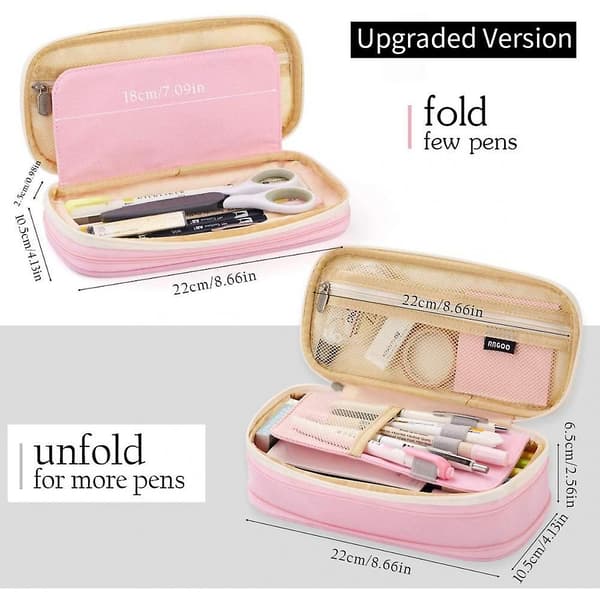 Big Capacity Pencil Pen Case Office College School Pink