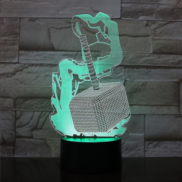 3d Night Lamp Hammer Thor Led Colorful Led Night Light