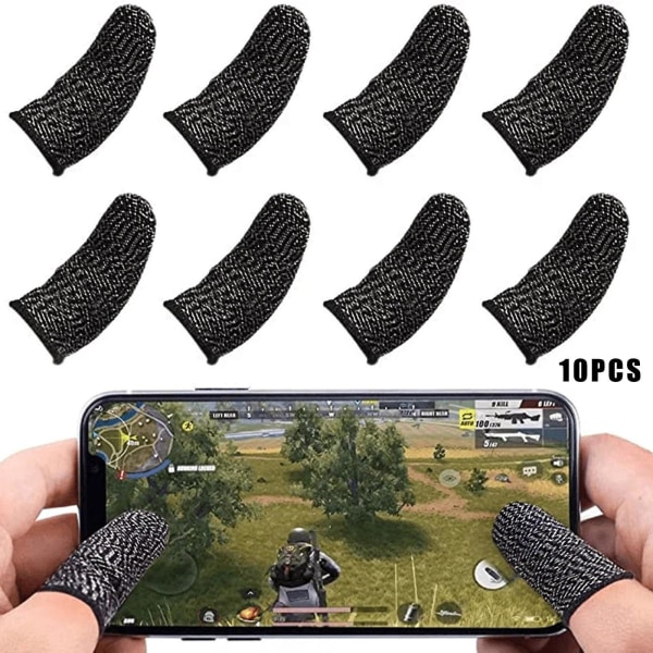 10pcs Mobile Gaming Controller Finger Sleeve Non Slip Sweatproof Touching Screen Finger Cover For Black