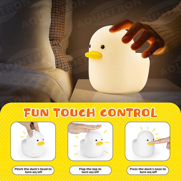 Duck Night Light Rechargeable,night Light For Kids With Touch Sensor Led Squishy Lamp Portable Silicone Animal Kawaii Children Room Desk Decor Gifts