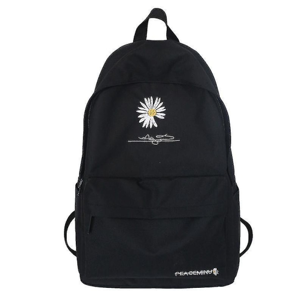 Ny Solid Ryggsekk Jente Skolesekker For Tenårings Skolesekk Nylon Daisy Trykk Sekk Svart black