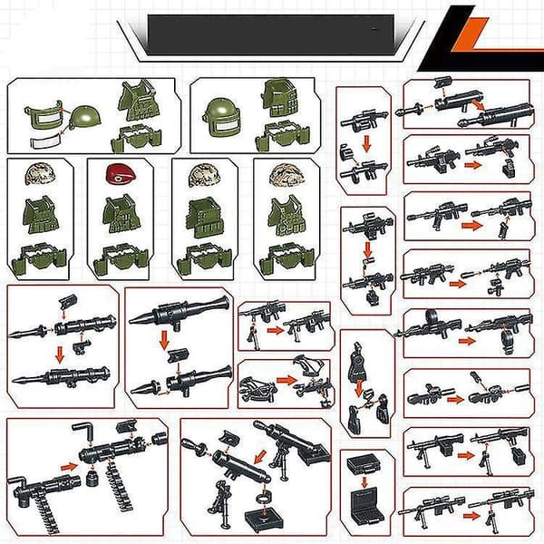 Alpha Force Building Blocks 6pcs Special Forces Military Dolls With Weapon Assembled Building Blocks