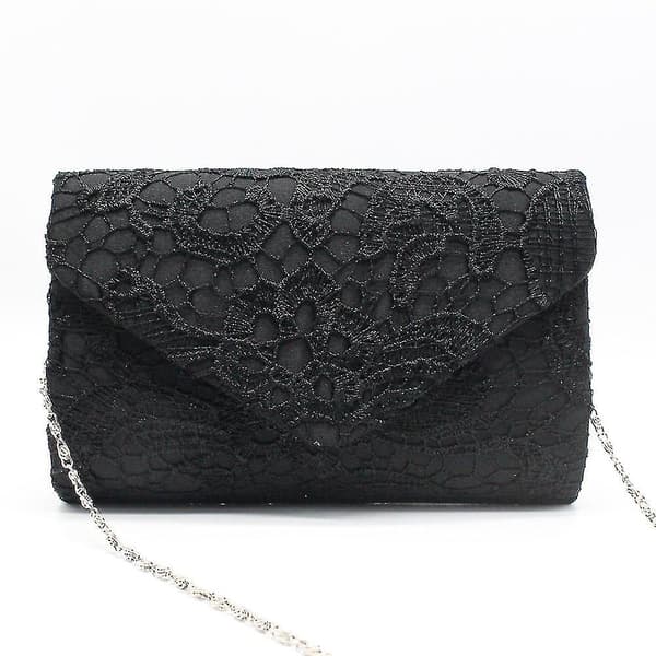 Pt Elegant Blomstrete Blondekveld Clutch Envelope Ball Håndveske Høy Kvalitet for Kvinner Black