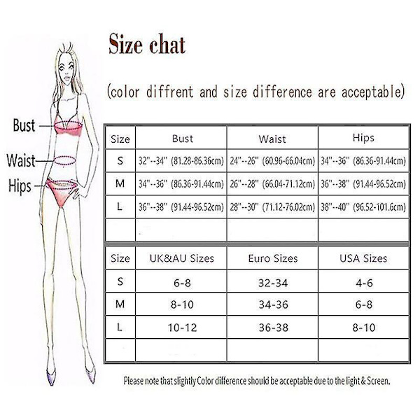 Dame Todelt Badedragt Sexet Badetøj Halter String Trekant Bikini S WHITE M