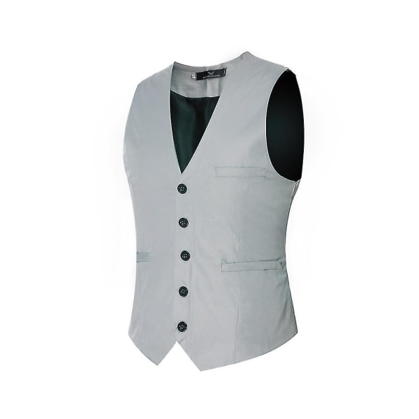 Men's V-neck Suit Vest Cotton Slim Four Seasons Vest Grey XL