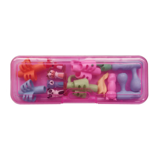 Blyantgrep Sett 13 stk Barne Penneholder Skrivehjelp Greptrener Med Oppbevaringsetui Pink