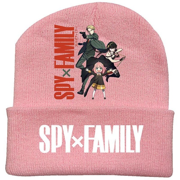 Fashion Trend Classic Winter Warm Knit Hat Beanie Cap For Children Adult Adolescents Cap New Japanese Anime Spy X Family Pattern pink-A