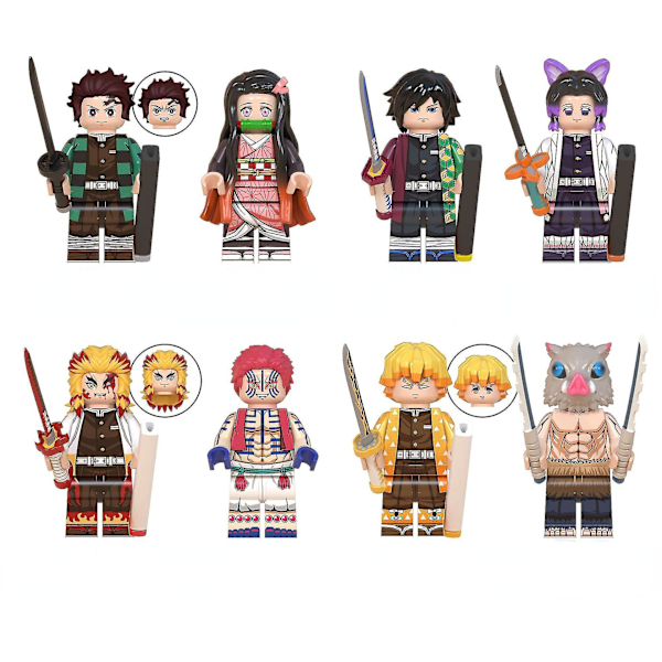 Set Of 8 Ghost Slayer Children's Assembled Building Block Toys