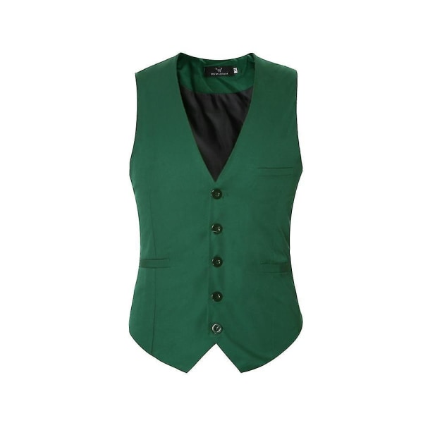 Men's V-neck Suit Vest Cotton Slim Four Seasons Vest Green 2XL