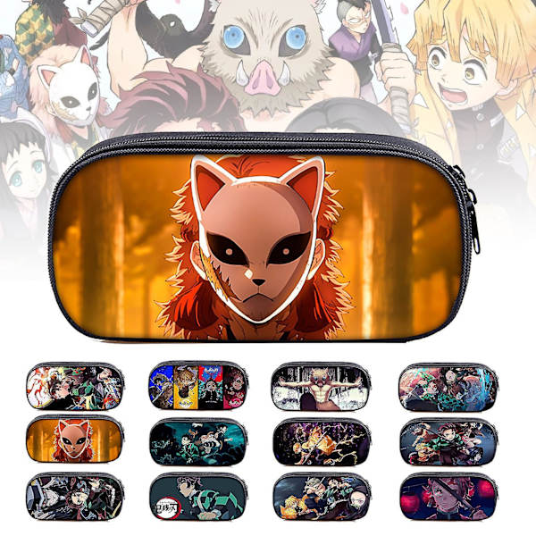Rektangulær Polyester Anime Demon Slayer Tegneserie Action Figur Penalhus til Studerende 2