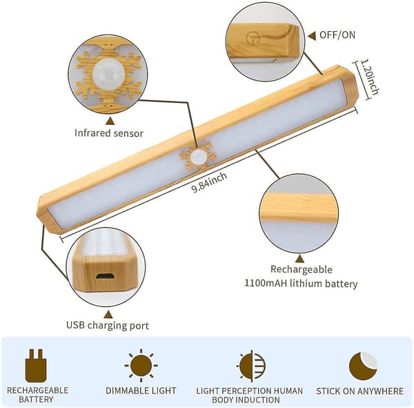 Closet Lights Motion Sensored, Under Cabinet Motion Sensor Lighting Rechargeable Strip Light For Closet Without Electric