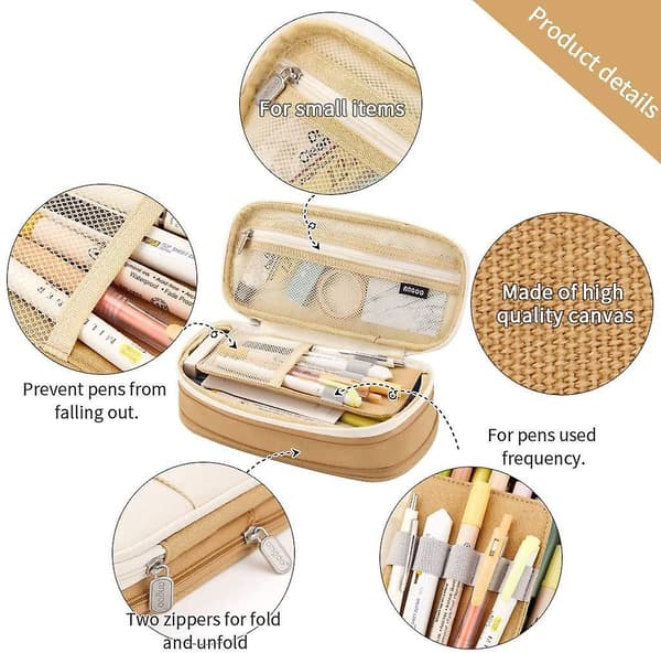 Pencil Case Large Pen Case Office College Large Storage Bag Storage Bag Storage Box Student (khaki)
