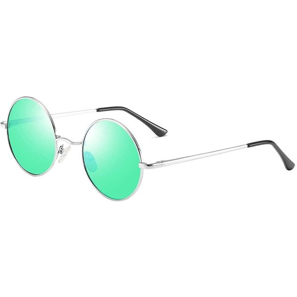 Vintage Runde John Lennon Polariserende Solbriller Til Mænd Kvinder Cirkel Hippie Solbriller Green Lens-sliver Frame