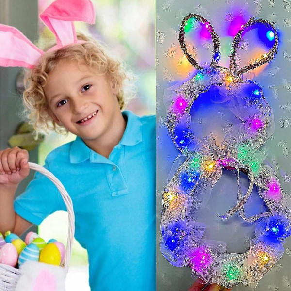 2022 New Led Easter Bunny Lantern Rattan Wreath