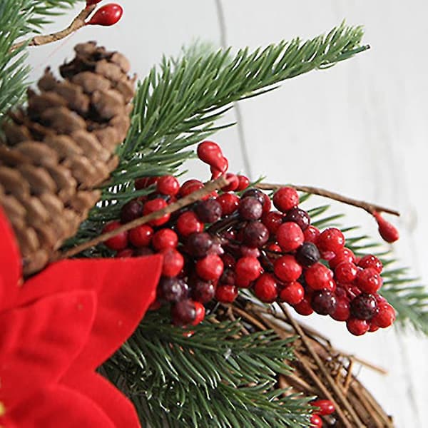 30cm Bell Pinecone Floral Wreath Door Wreath Artificial Peony W