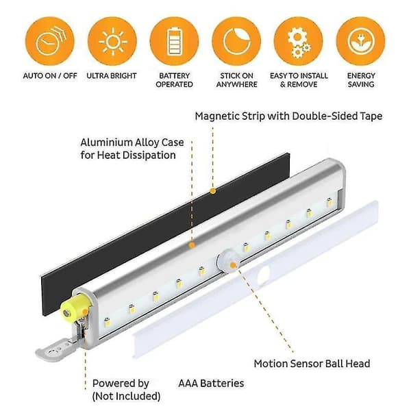 Led Closet Light 6/10/20 Led Pir Motion Sensor Night Light Dimmable Under Cabinet For Cupboard Wardrobe Stairs Kitchen 20 Lights
