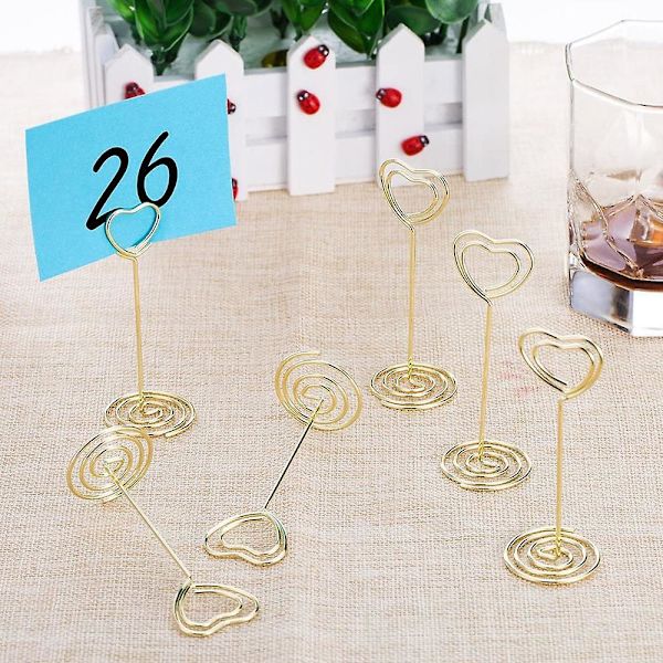 12pcs Tall Place Table Holder With Heart Shape Photo Picture Memo Clips