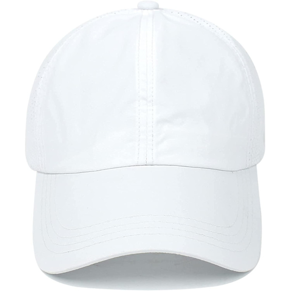 Womens Criss Cross Ponytail Baseball Cap Adjustable High Messy Bun Ponycap Quick Drying Hat White