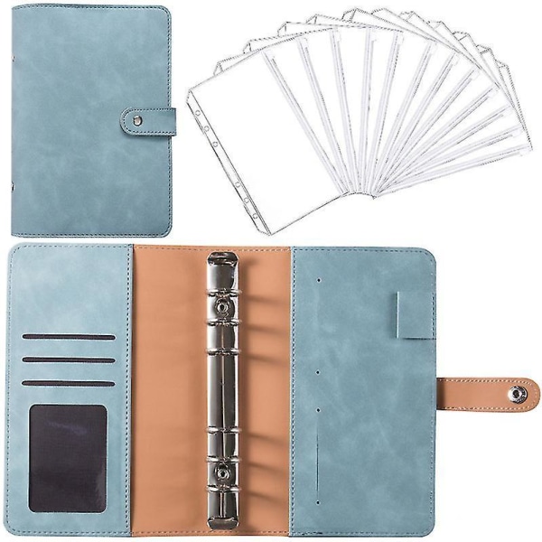 Læder Binder Budget Planner Kontant Kuvert Pung System retro blue