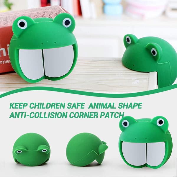 4 Pcs Cartoon Animal Shape Silicone Table Corner Protector Anti-Collision Corner, Green Frog