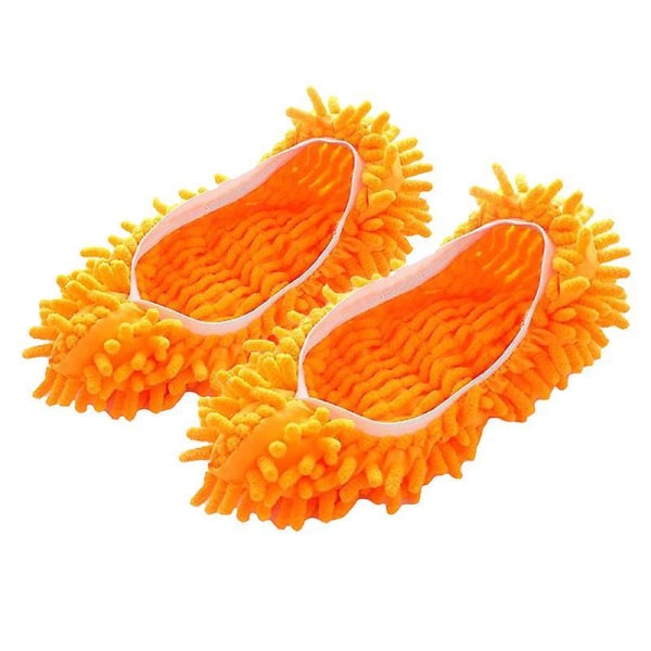 Cleaning Mop Slippers Shoes Cover Soft Reusable Foot Sock Orange