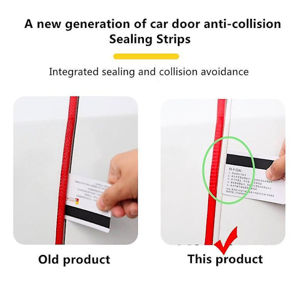 5m Car Door Anti Collision Soundproof Strip With Steel Disc Bumper Trim Edge Scratch Protector Strip Sealing Guard Styling Decor Red