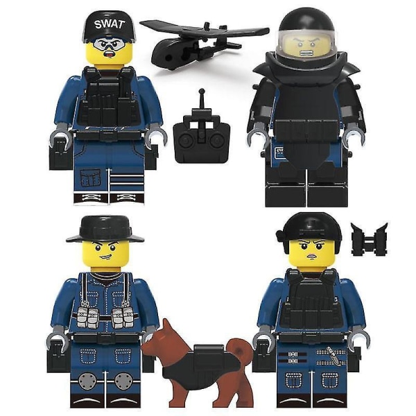 22 Pieces Of Military Police Building Blocks Minifigure Diy Small Particles Assembled Doll Ornaments Boys Educational Toys