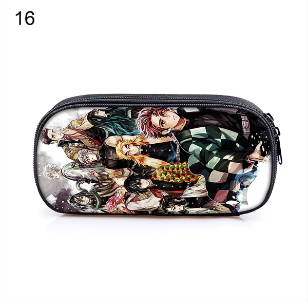 Rectangle Polyester Anime Demon Slayer Cartoon Action Figure Student Pencil Case 16