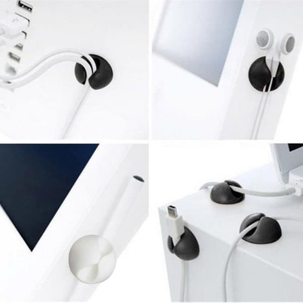 20 stk. Kabeloprul Organizer Kabelclips Skrivebordsoprydder White