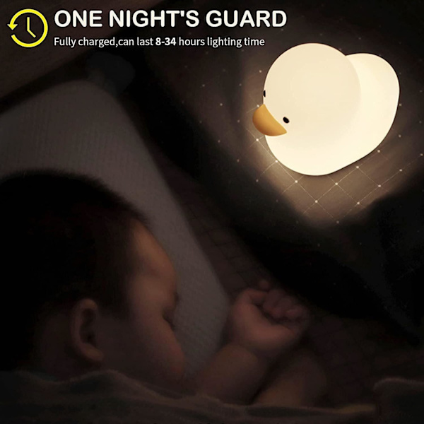 Cute Duck Kids Night Light, SerDa-Run LED Night Lamp With Touch Sensor Silicone Rechargeable