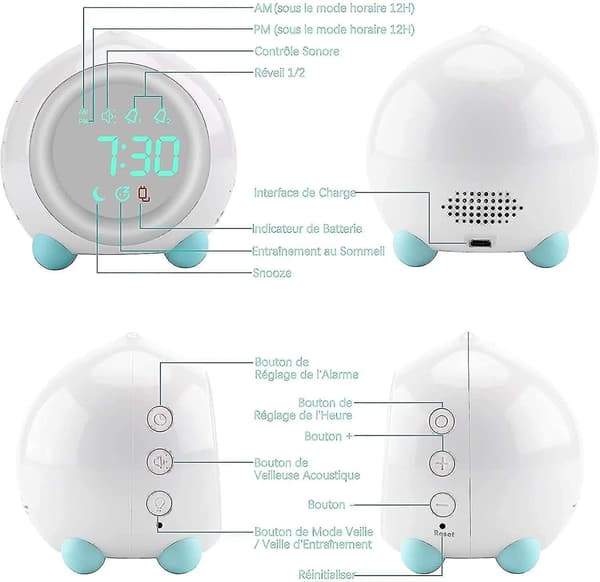 Digital children's alarm clock light alarm clock for children silent creative desk clock snooze