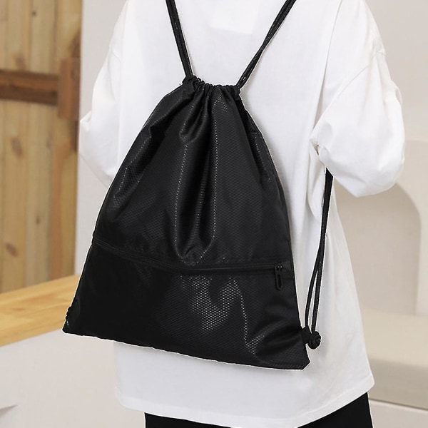 Unisex Snørepose Sports Gymnastiktaske Dagstursrygsæk Svømning Skole Rygsæk Strand Rejse Shopping Taske Deep Blue Large Large