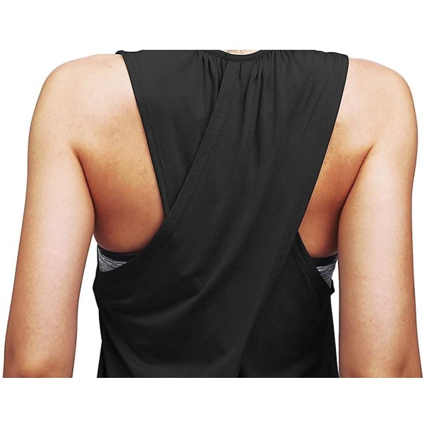 Workout Tops For Women Yoga Athletic Shirts Long Tank Tops Gym Clothes Black XX-Large