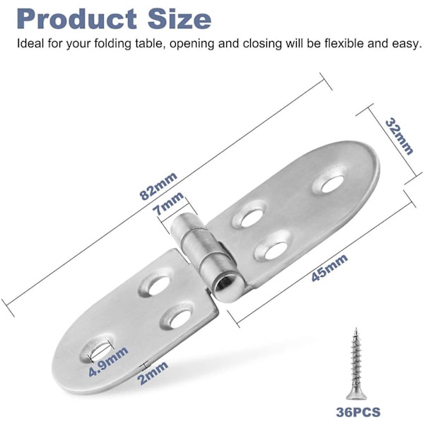 6pcs Folding Flip Top Hinge, Folding Hinges Metal Edge Backflap Cabinet Butt Hinges