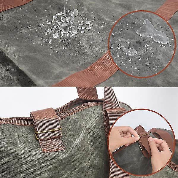 Waxed Canvas Log Carrier Tote Bag, Extra Large Durable Firewood