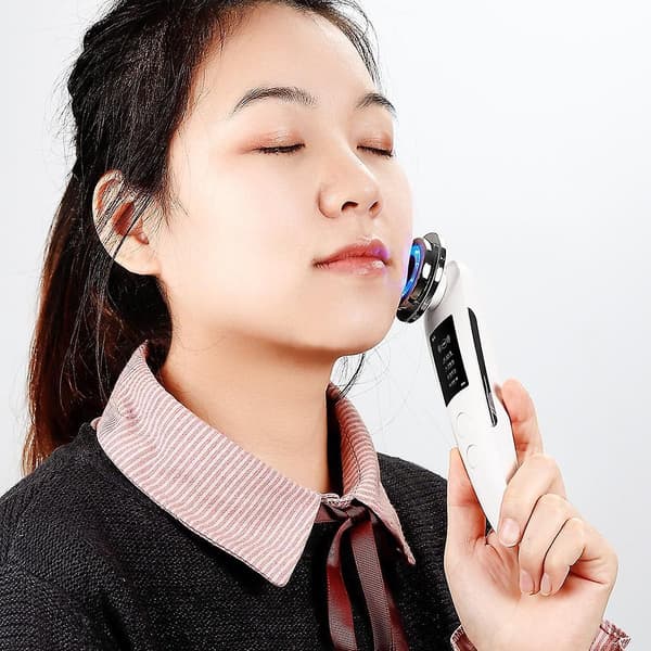 Rf Facial Lifting Machine High Frequency Vibration Massager Ion Deep Cleaning Device Heating Therapy Red Blue Photon Care Tools Pink