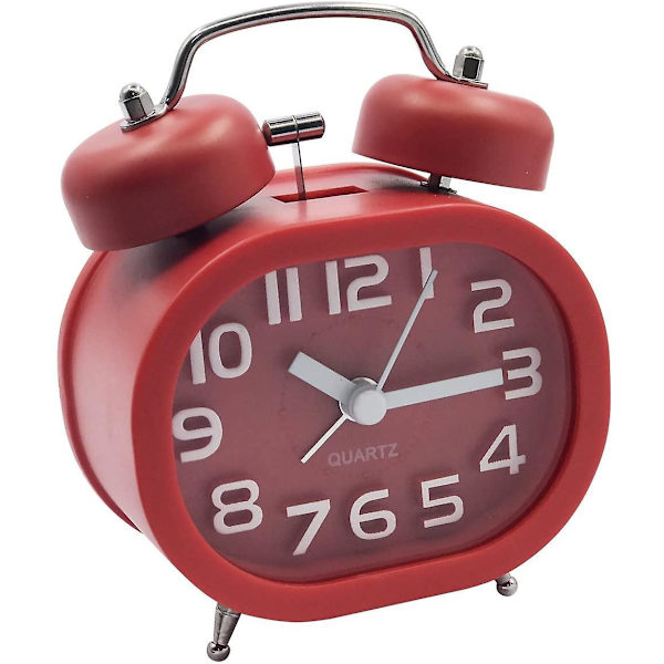 Retro Silent Quartz Alarm Clock, Morning Alarm Clock Analogue Travel Bedside Clock Metal