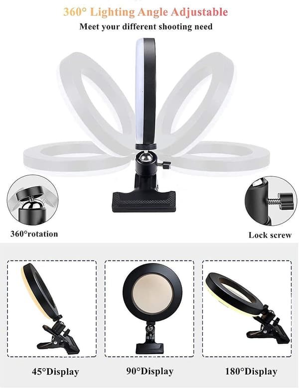 Videokonferencebelysning, 6,3-tommers Selfie Ring Light