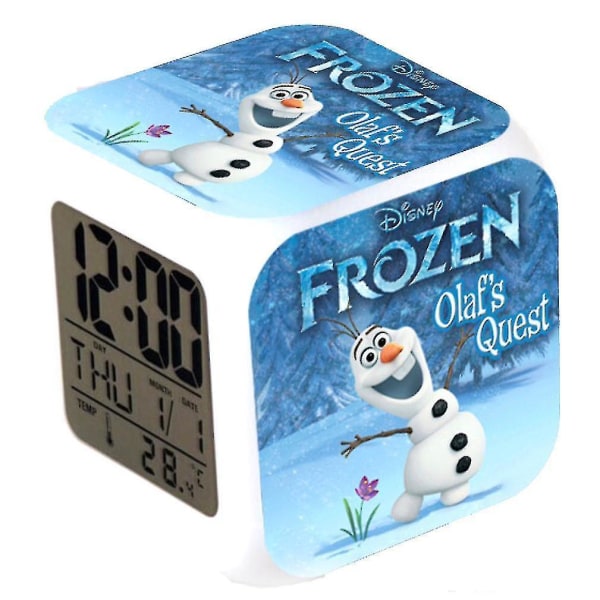 olaf Thermometer Glowing Cube Alarm Clock Children's Cartoon Led Digital Night Glowing Cube Led Cloc