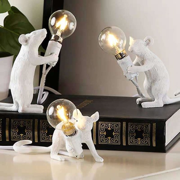 Animal Rat Mouse Table Lamp White Ns2 US Plug Crouching rat