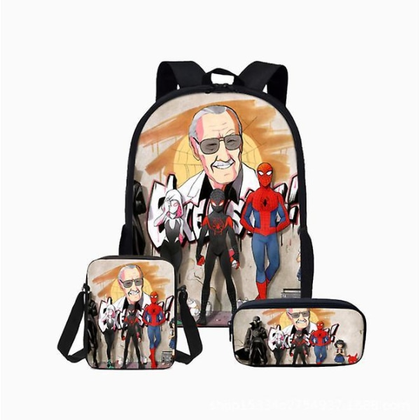 Spiderman Skolesekksett med Tema for Barneskole og Ungdomsskole, 3 deler, Dataveske, Messenger Bag, Penal