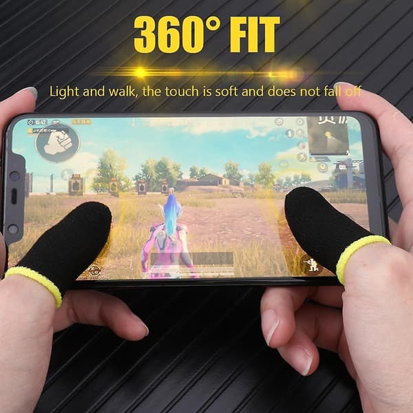 2pcs Finger Cover Breathable Game Controller Finger Sleeve For Pubg Sweat Proof Non-scratch Touch Screen Gaming Thumb Gloves black