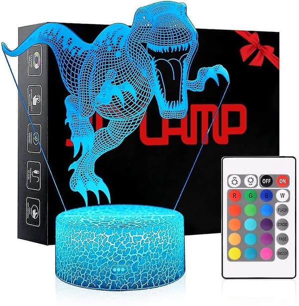7 Colors Changing Smart Switch Remote Control Usb & Battery Powered Jurassic Dinosaur