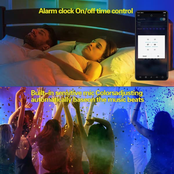 Led Strip Light 15m Color Changing Music Sync Led Light Strip With Bluetooth App And Remote Control(eu)