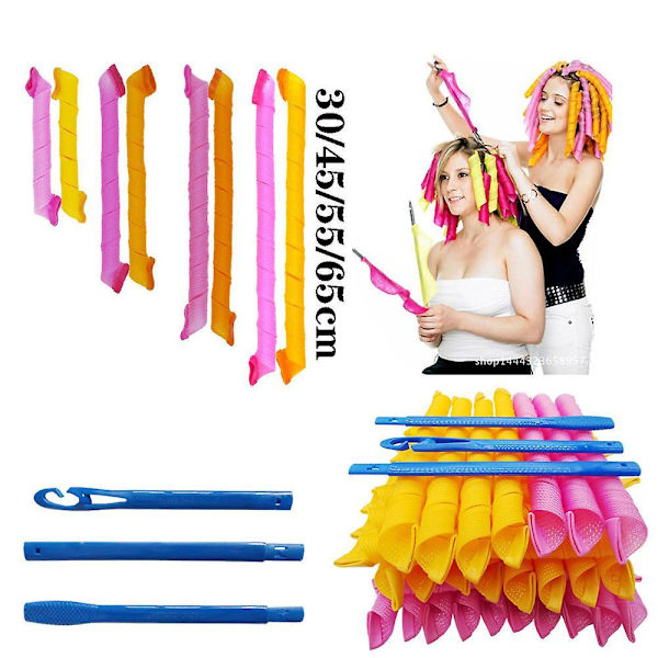 Hair Curlers Spiral Heatless Hair Curlers Rollers Diy Magic Hair Curlers With Styling Hook For Home Use 30PCS 45CM