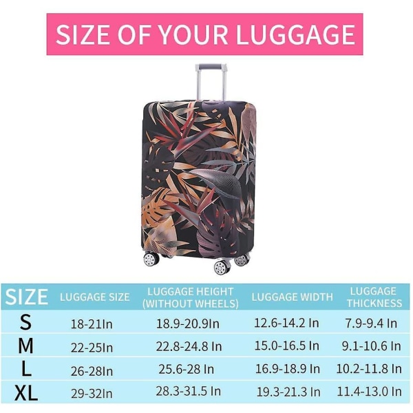 Luggage Cover Washable Suitcase Protector Anti-scratch Suitcase Cover Fits 18-32 Inch Luggage (leaves-green, S) M