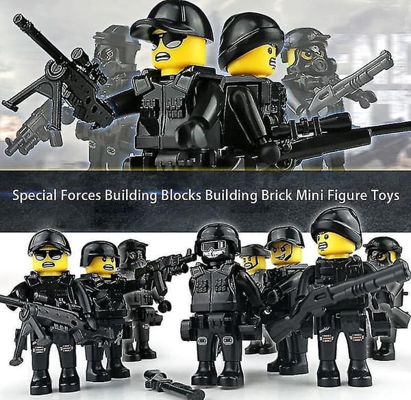 Military Special Forces Soldiers Bricks Figures Guns Weapons Compatible Armed Swat Building Blocks