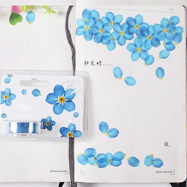 1 Roll Flower Petal Washi Tape Masking Tape Decorative Decals Diy Petal Stickers For Scrapbooking Diary New Forget me not